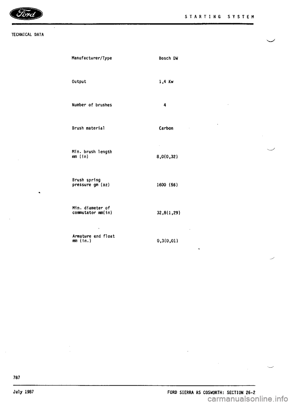 FORD ESCORT RS COSWORTH 1994 1.G Workshop Manual 