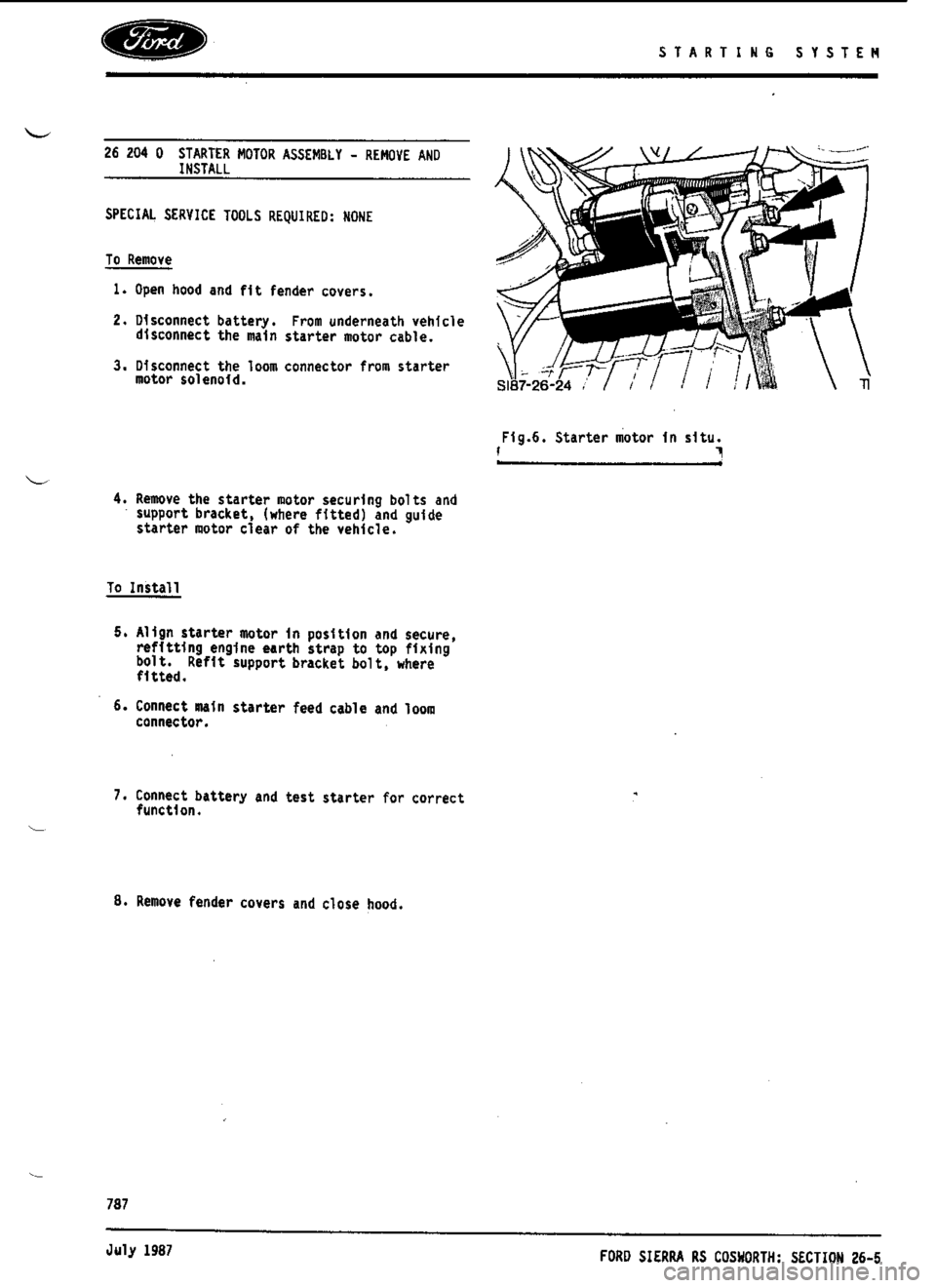 FORD ESCORT RS COSWORTH 1994 1.G Workshop Manual 