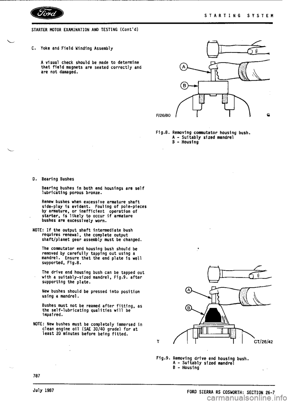 FORD ESCORT RS COSWORTH 1994 1.G Workshop Manual 