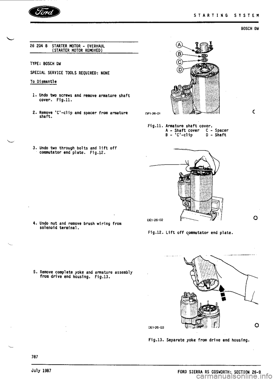 FORD ESCORT RS COSWORTH 1994 1.G Workshop Manual 