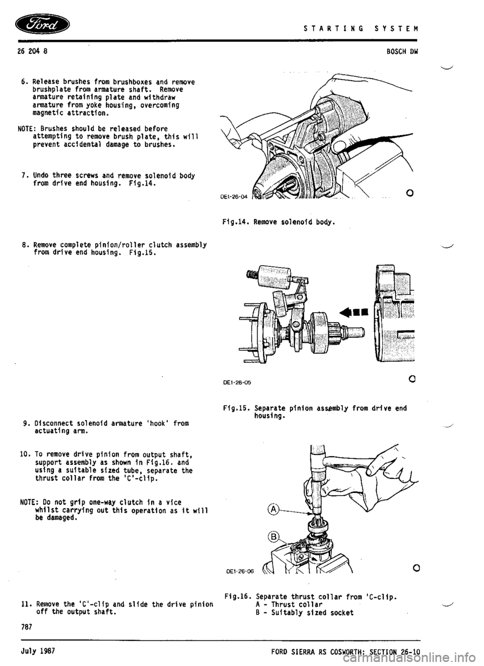 FORD ESCORT RS COSWORTH 1994 1.G Workshop Manual 