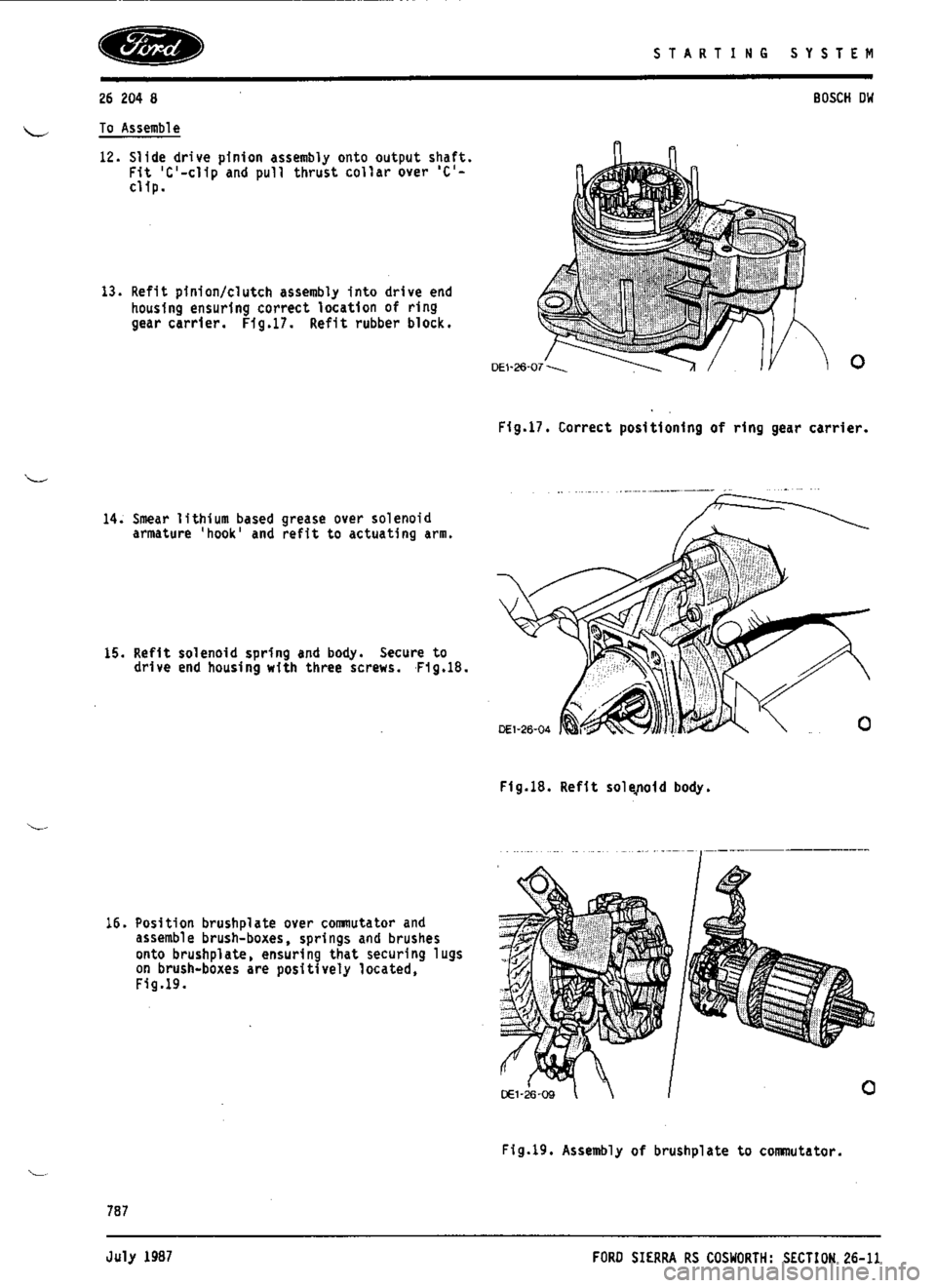 FORD ESCORT RS COSWORTH 1994 1.G Workshop Manual 