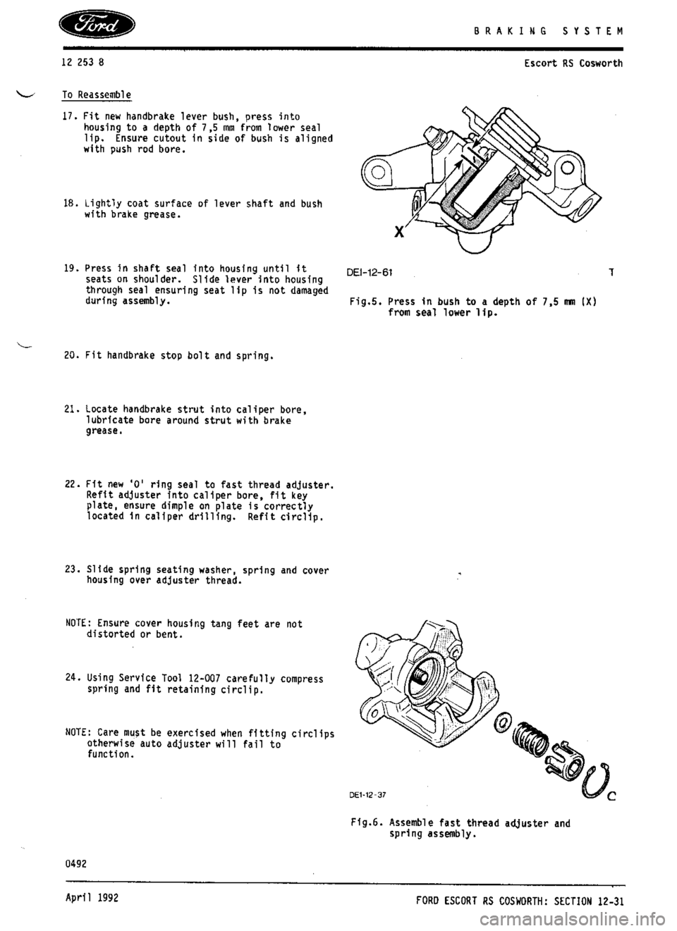 FORD SIERRA RS COSWORTH 1986 1.G Workshop Manual 