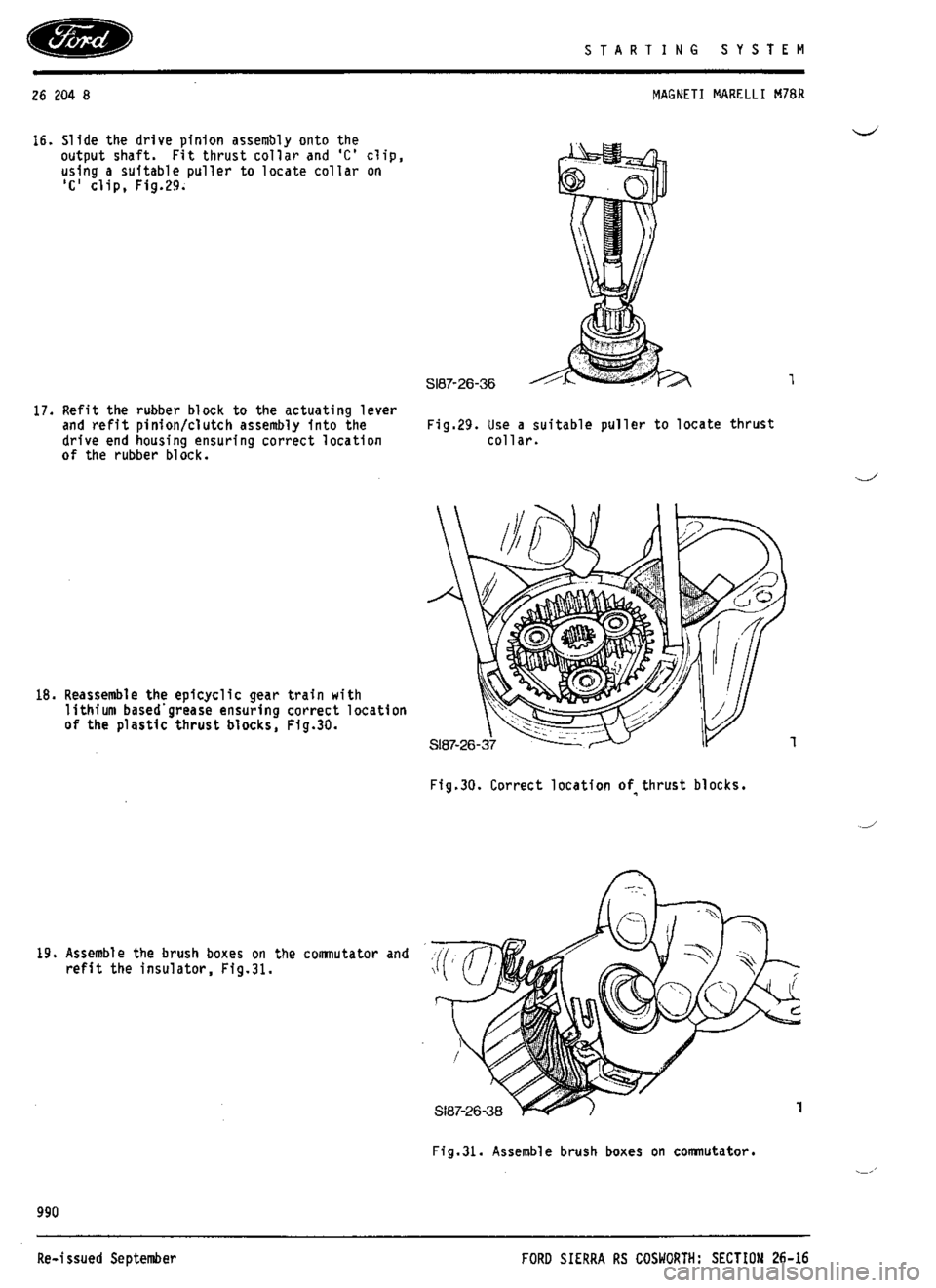 FORD ESCORT RS COSWORTH 1994 1.G Workshop Manual 