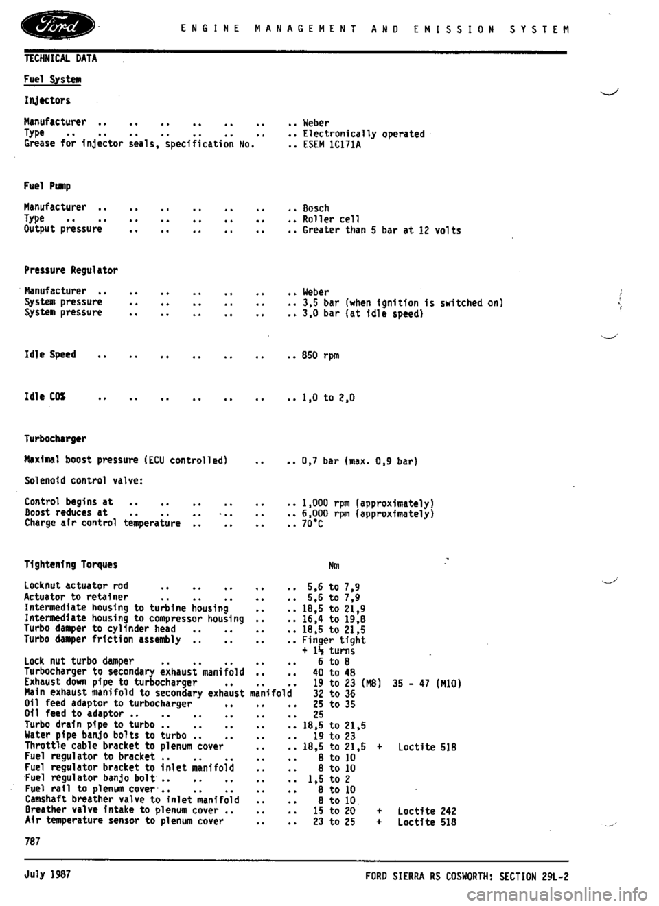FORD ESCORT RS COSWORTH 1996 1.G Workshop Manual 