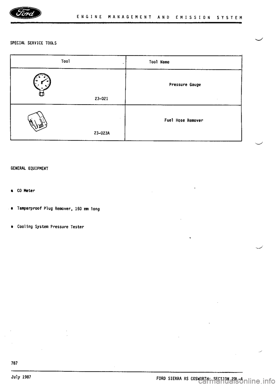 FORD ESCORT RS COSWORTH 1996 1.G Workshop Manual 