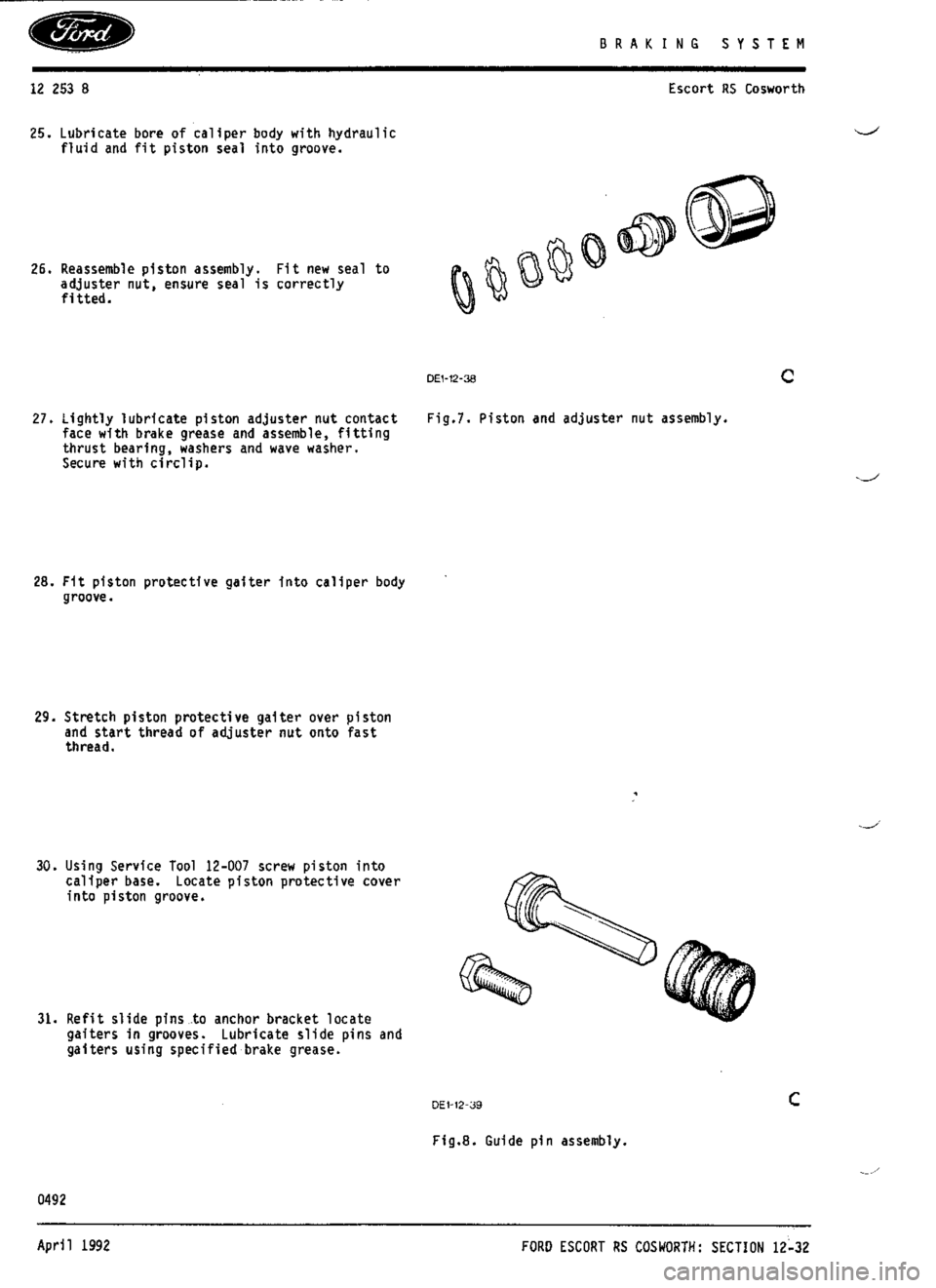 FORD SIERRA RS COSWORTH 1986 1.G Workshop Manual 