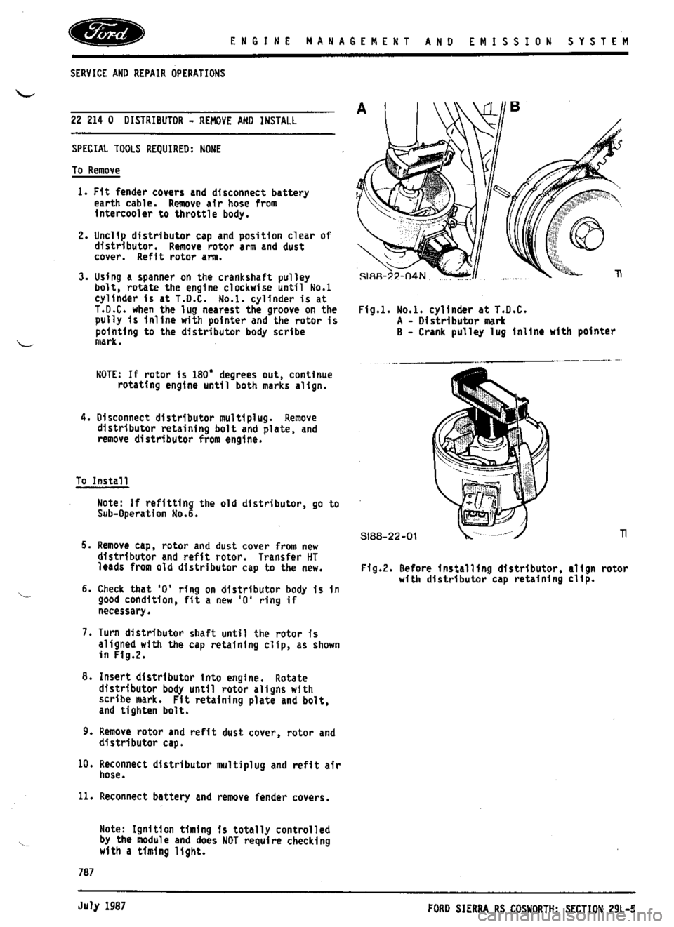 FORD ESCORT RS COSWORTH 1996 1.G Workshop Manual 