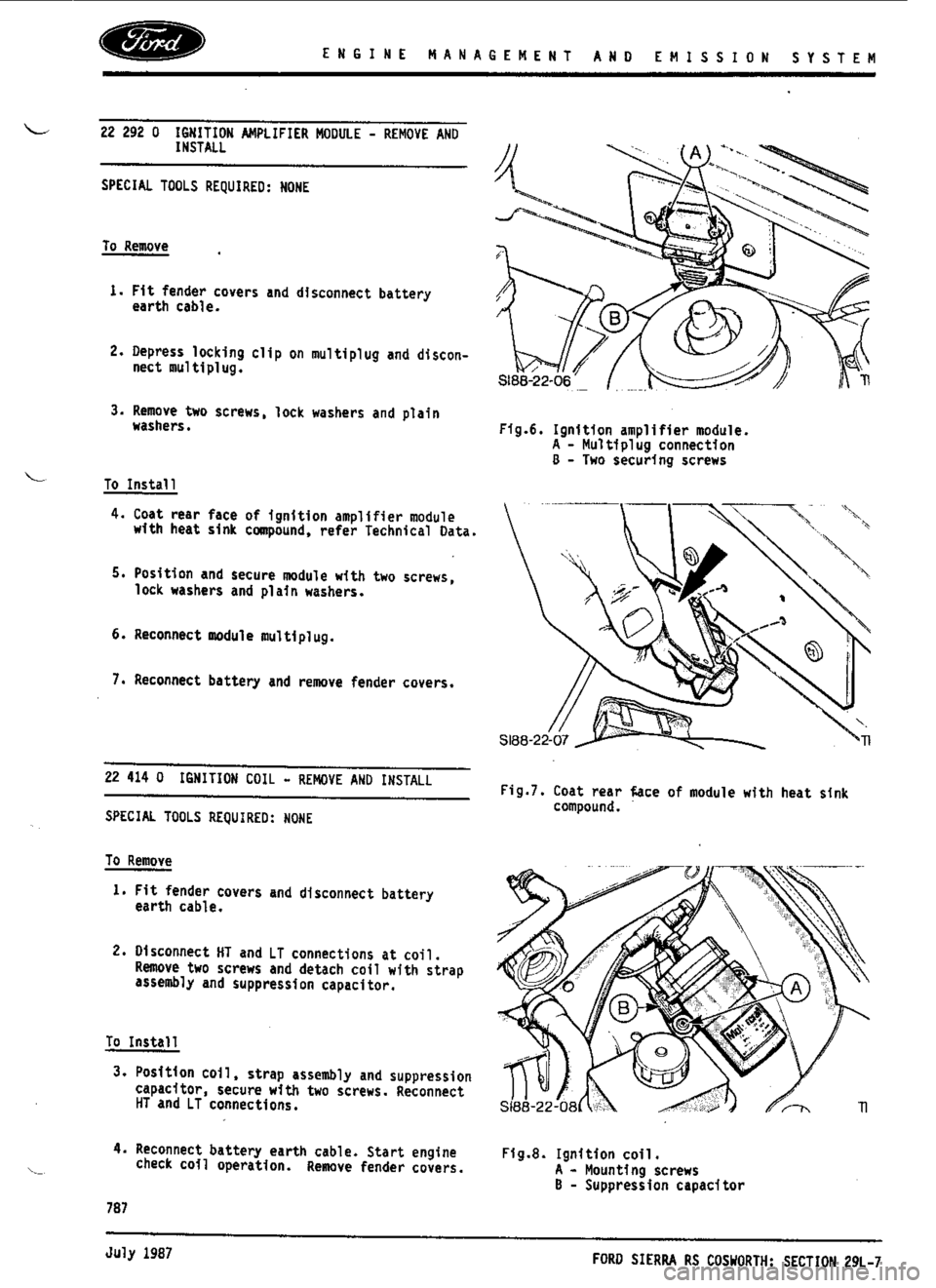 FORD ESCORT RS COSWORTH 1996 1.G Workshop Manual 