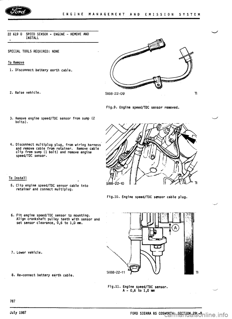 FORD ESCORT RS COSWORTH 1996 1.G Workshop Manual 