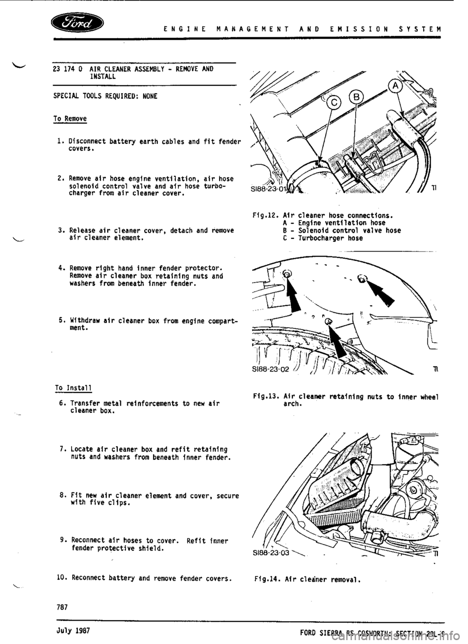 FORD SIERRA RS COSWORTH 1990 1.G Workshop Manual 