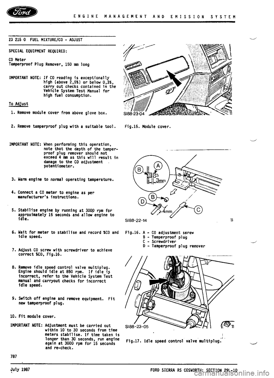 FORD SIERRA RS COSWORTH 1990 1.G Workshop Manual 