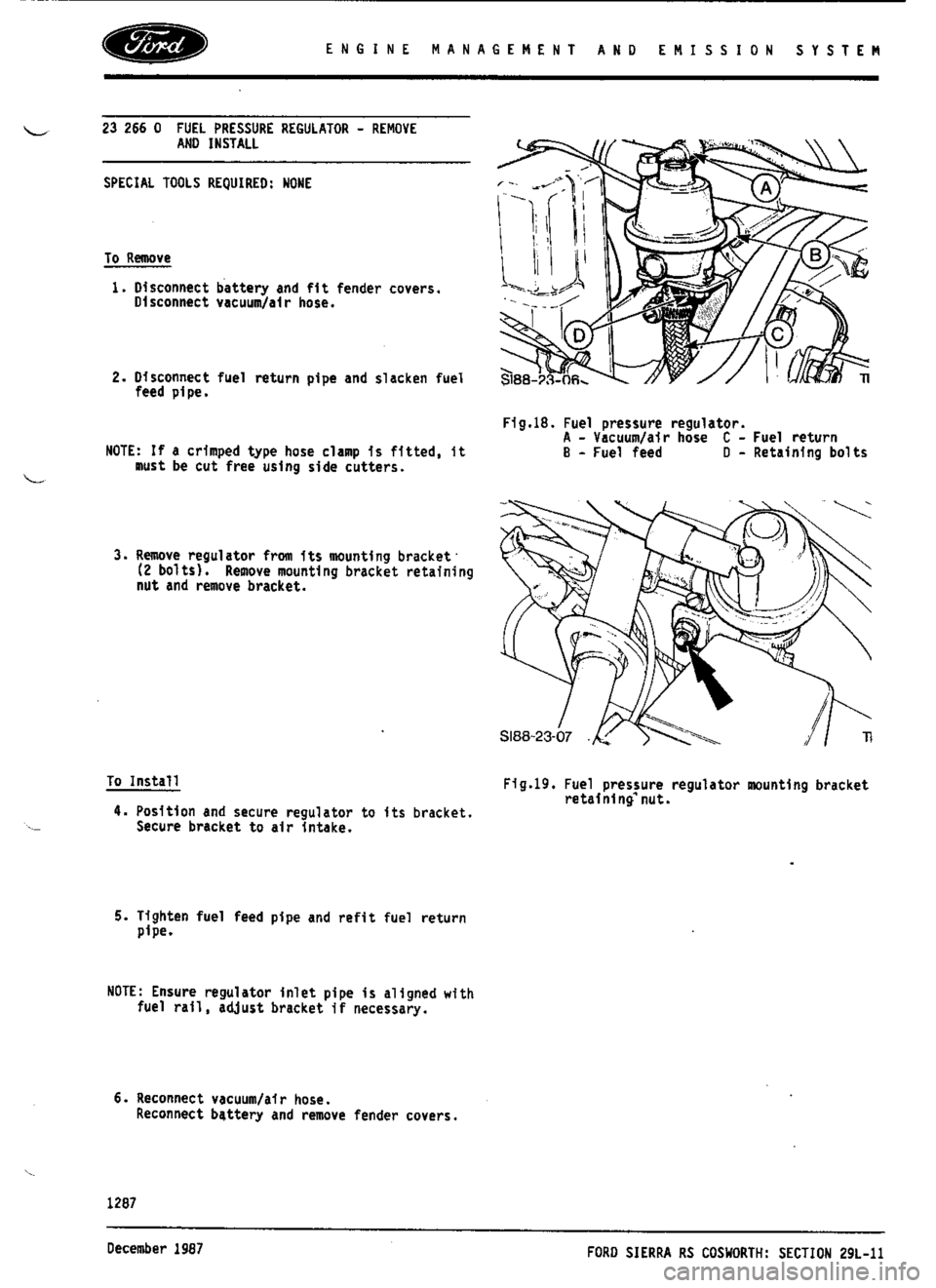 FORD SIERRA RS COSWORTH 1990 1.G Workshop Manual 