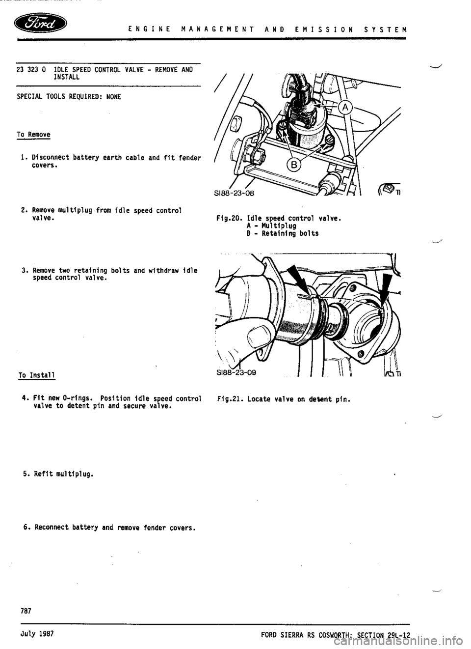 FORD SIERRA RS COSWORTH 1990 1.G Workshop Manual 