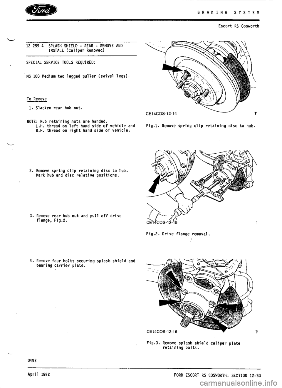 FORD SIERRA RS COSWORTH 1986 1.G Workshop Manual 