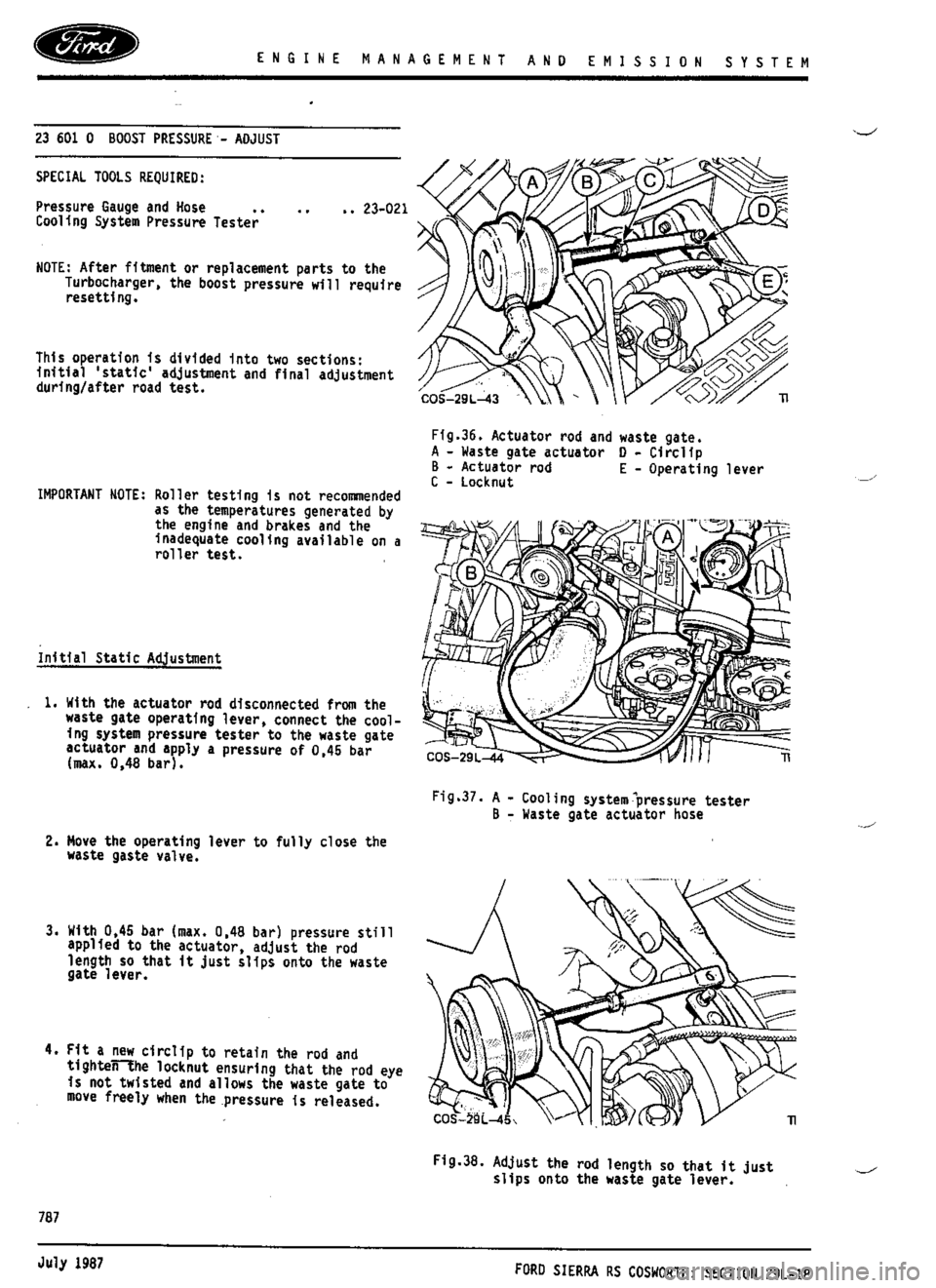 FORD SIERRA RS COSWORTH 1990 1.G Workshop Manual 