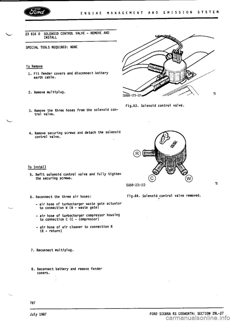 FORD ESCORT RS COSWORTH 1996 1.G Workshop Manual 