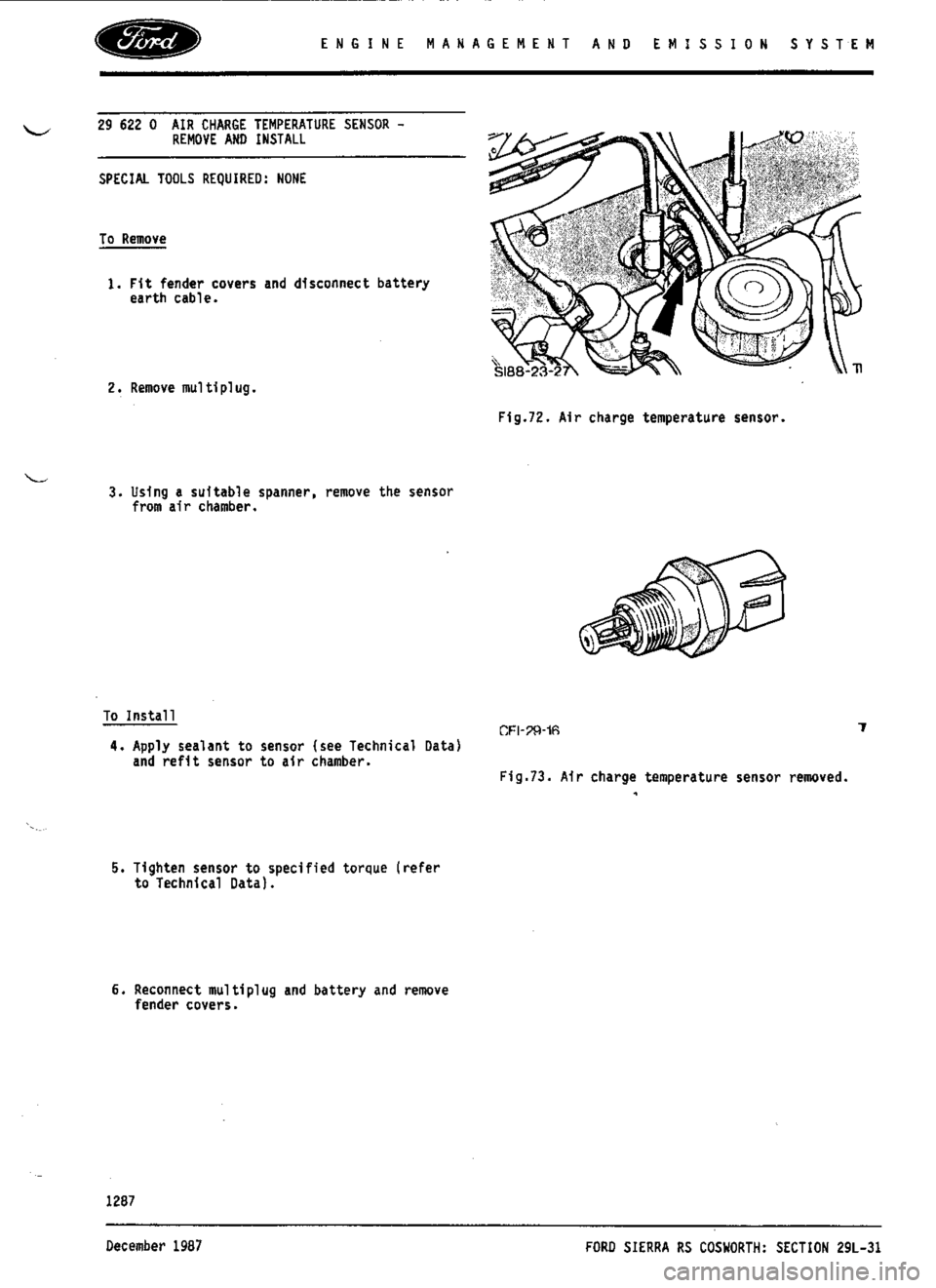 FORD ESCORT RS COSWORTH 1996 1.G Workshop Manual 