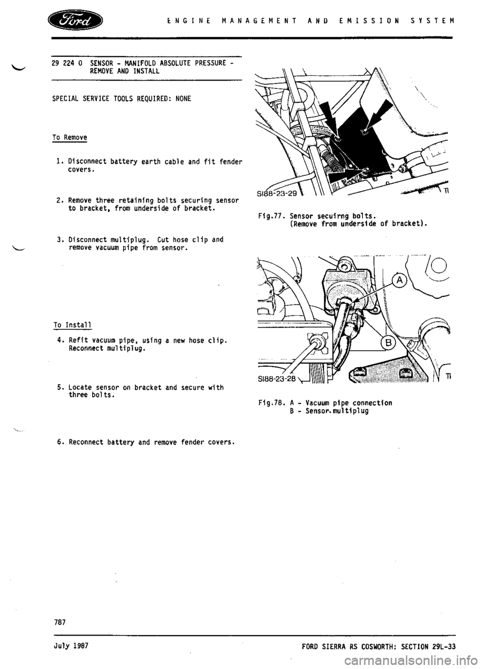 FORD ESCORT RS COSWORTH 1996 1.G Workshop Manual 