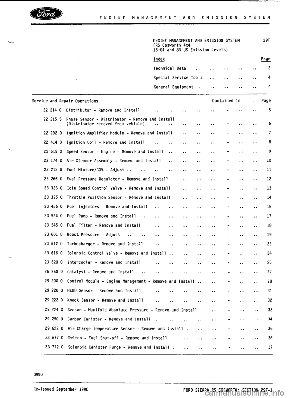 FORD ESCORT RS COSWORTH 1996 1.G Workshop Manual 