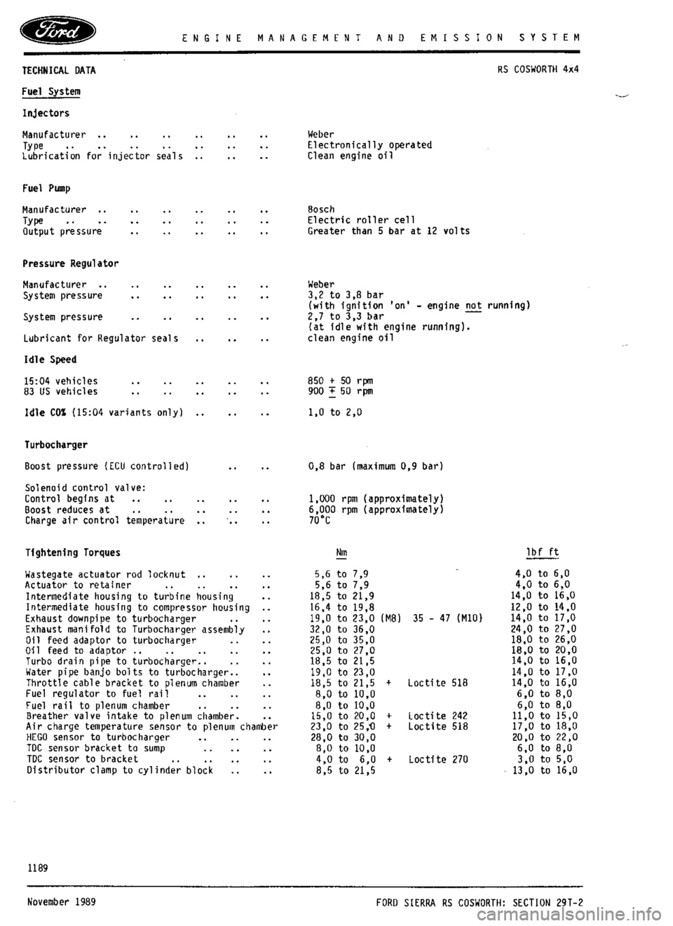 FORD ESCORT RS COSWORTH 1996 1.G Workshop Manual 