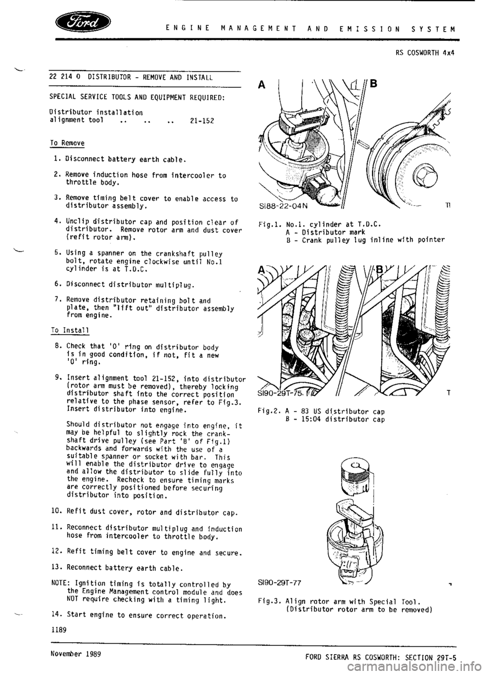 FORD ESCORT RS COSWORTH 1996 1.G Workshop Manual 