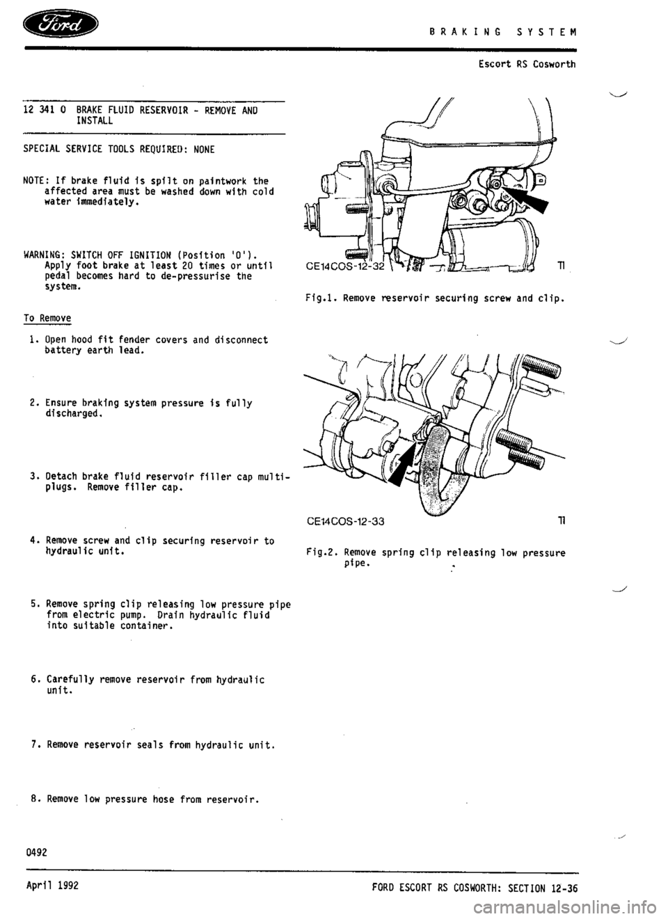 FORD SIERRA RS COSWORTH 1986 1.G Workshop Manual 