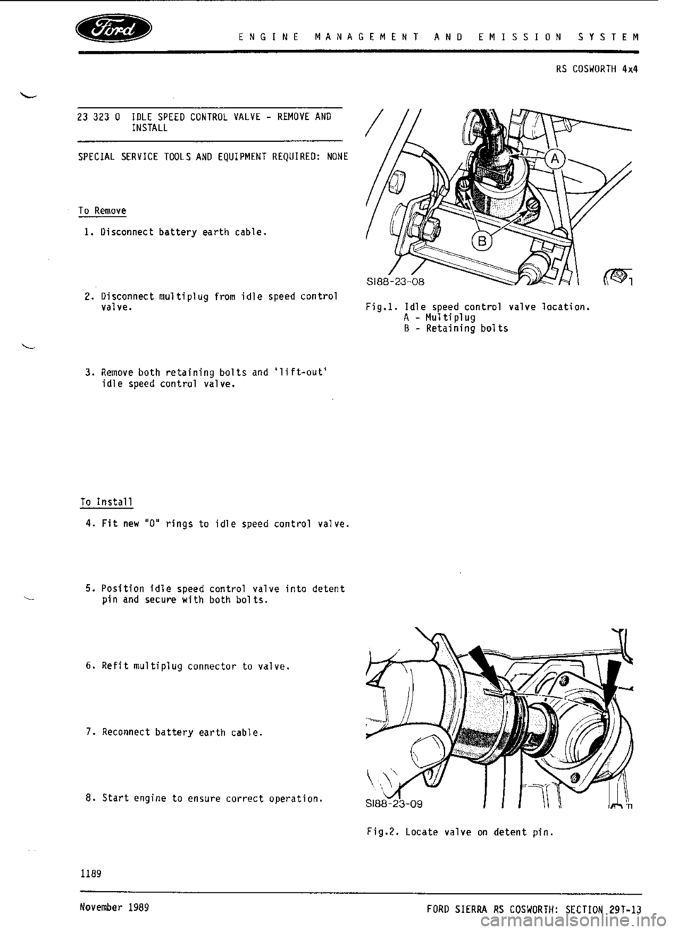 FORD ESCORT RS COSWORTH 1996 1.G Workshop Manual 
