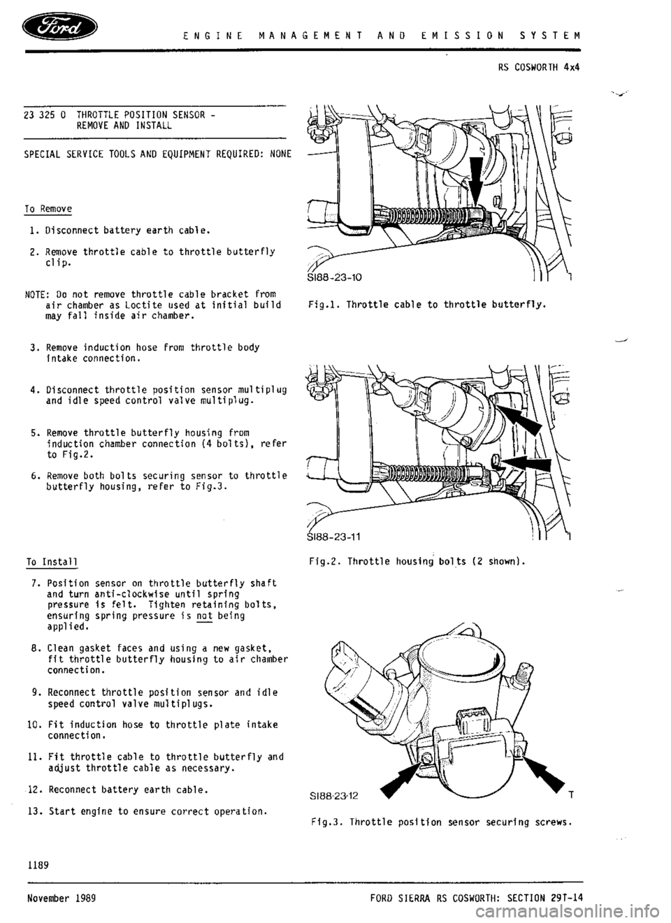 FORD ESCORT RS COSWORTH 1996 1.G Workshop Manual 
