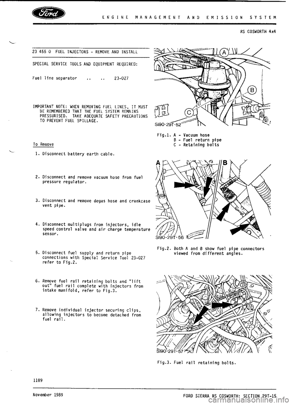 FORD ESCORT RS COSWORTH 1996 1.G Workshop Manual 