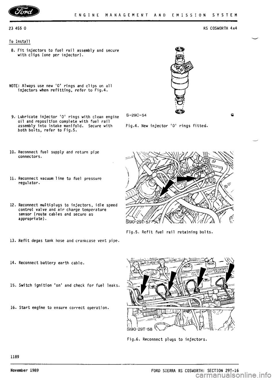 FORD ESCORT RS COSWORTH 1994 1.G Workshop Manual 