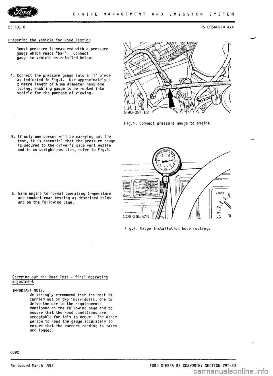 FORD ESCORT RS COSWORTH 1994 1.G Workshop Manual 