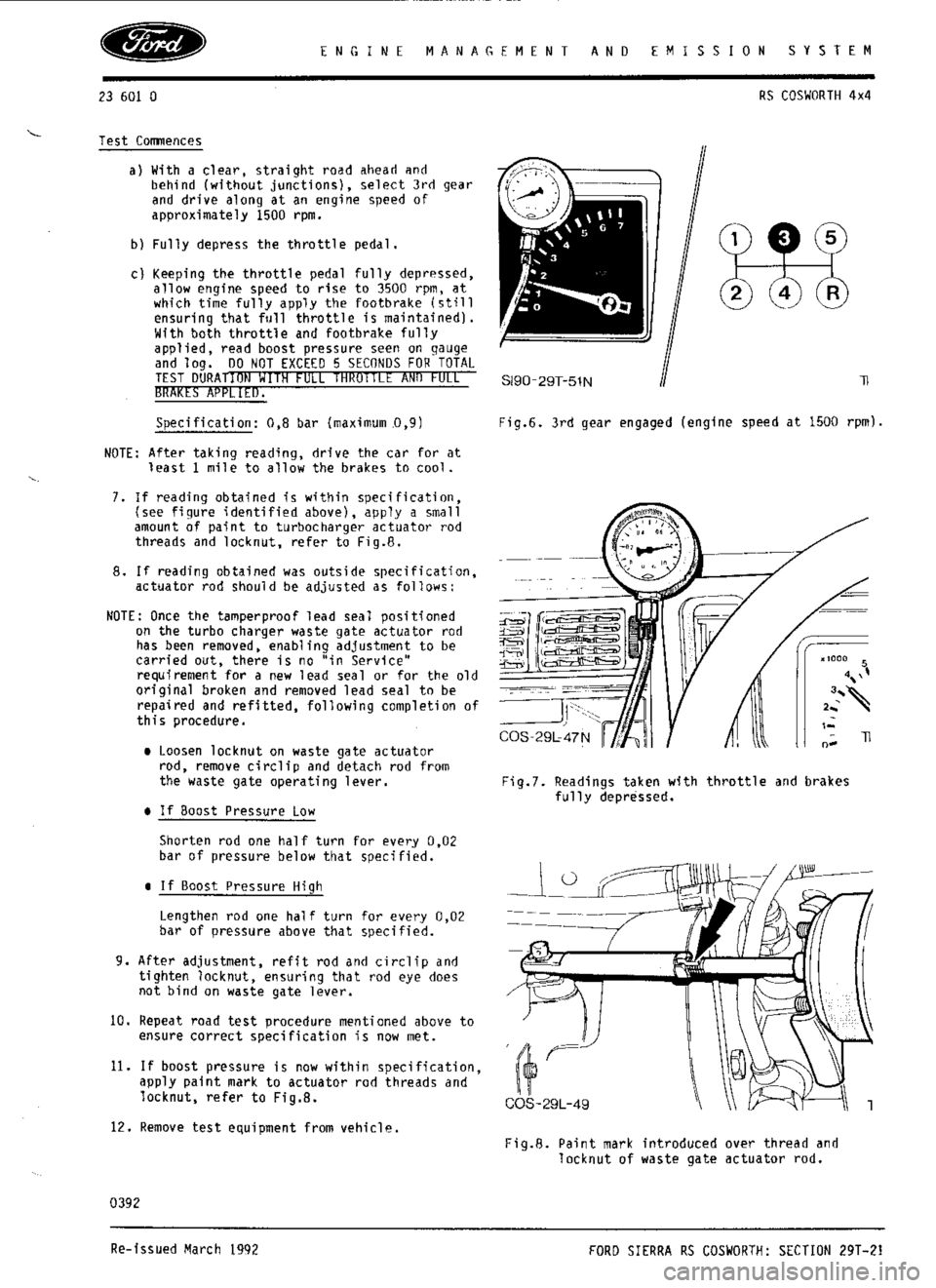 FORD ESCORT RS COSWORTH 1994 1.G Workshop Manual 