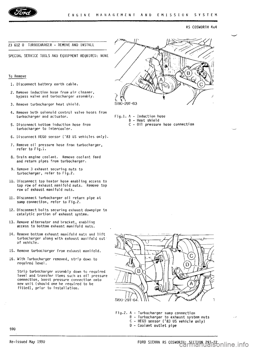 FORD ESCORT RS COSWORTH 1994 1.G Workshop Manual 