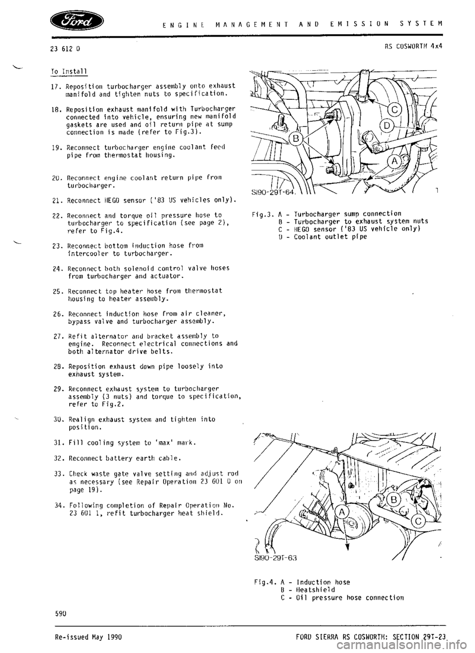 FORD ESCORT RS COSWORTH 1994 1.G Workshop Manual 