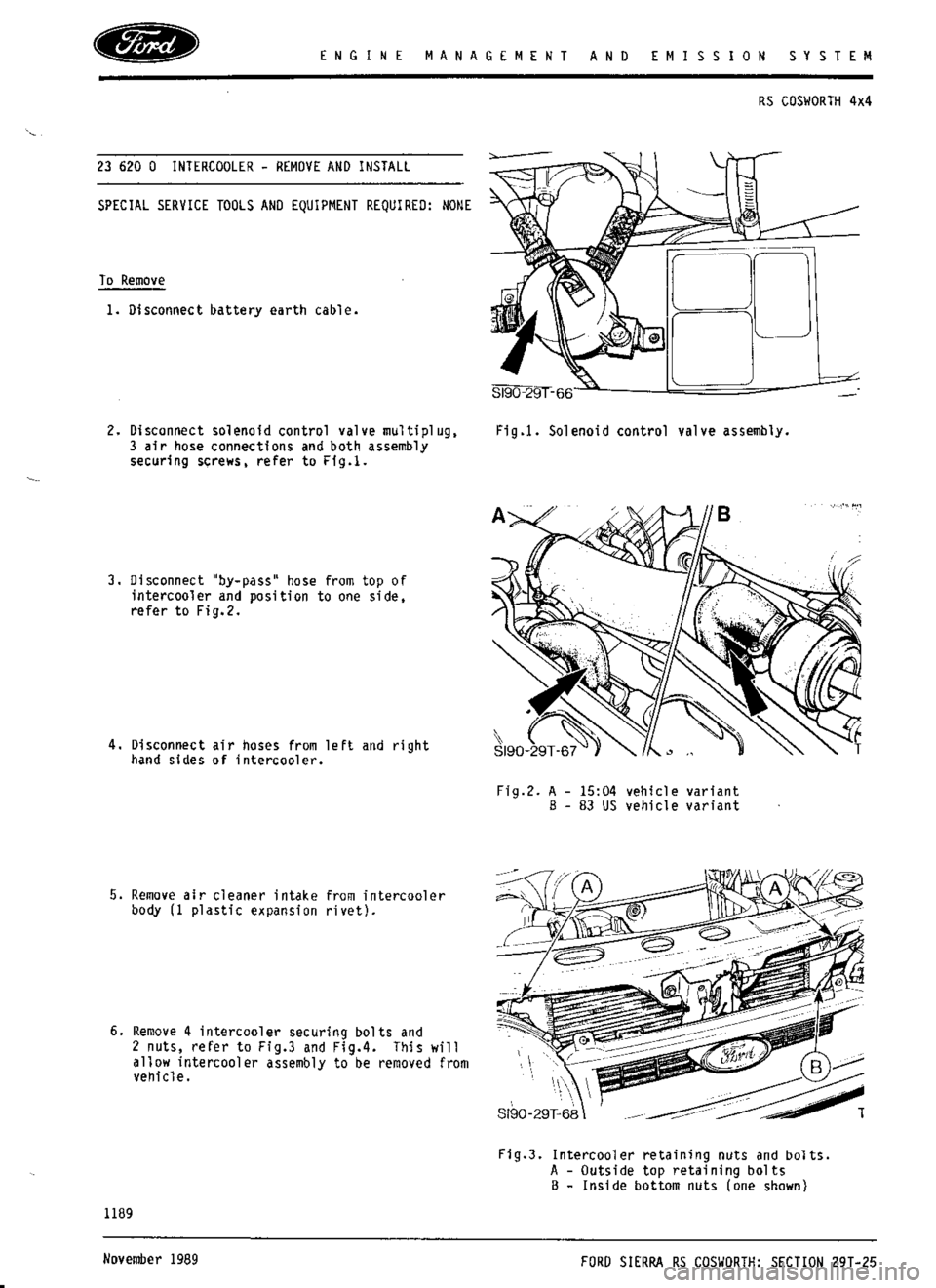 FORD SIERRA RS COSWORTH 1986 1.G Workshop Manual 