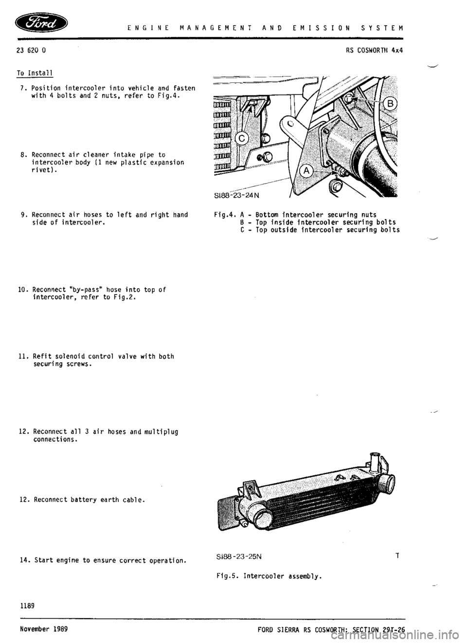 FORD SIERRA RS COSWORTH 1986 1.G Workshop Manual 