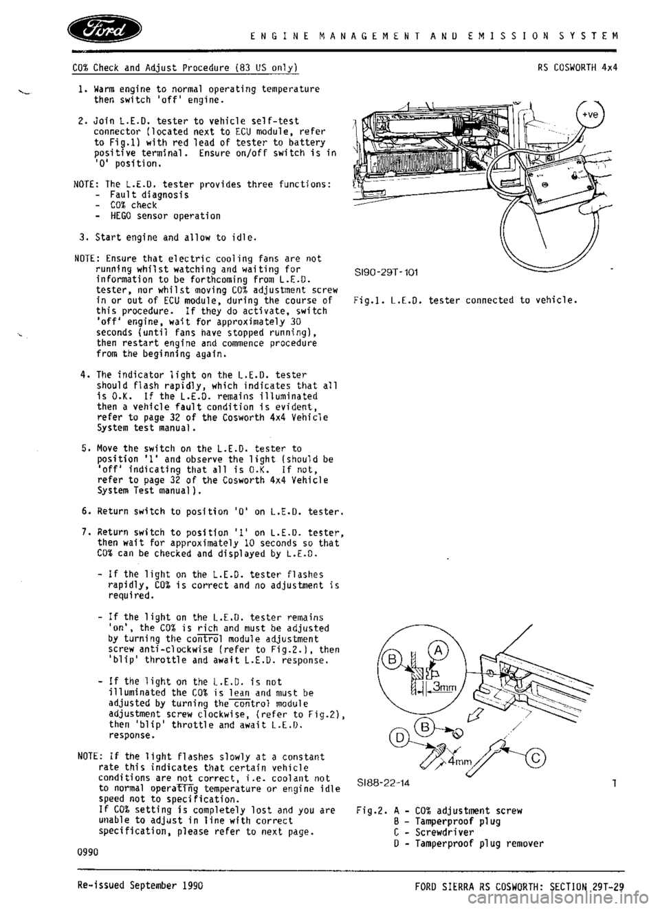 FORD SIERRA RS COSWORTH 1986 1.G Workshop Manual 