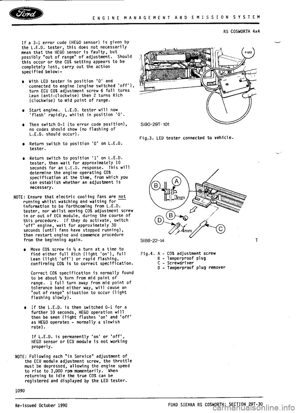 FORD SIERRA RS COSWORTH 1986 1.G Workshop Manual 