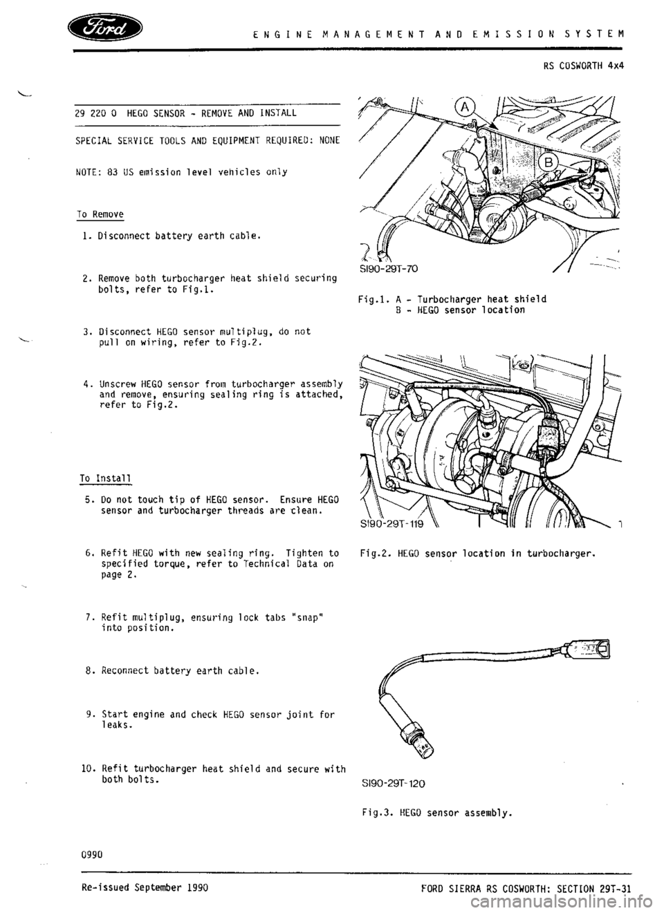 FORD SIERRA RS COSWORTH 1986 1.G Workshop Manual 