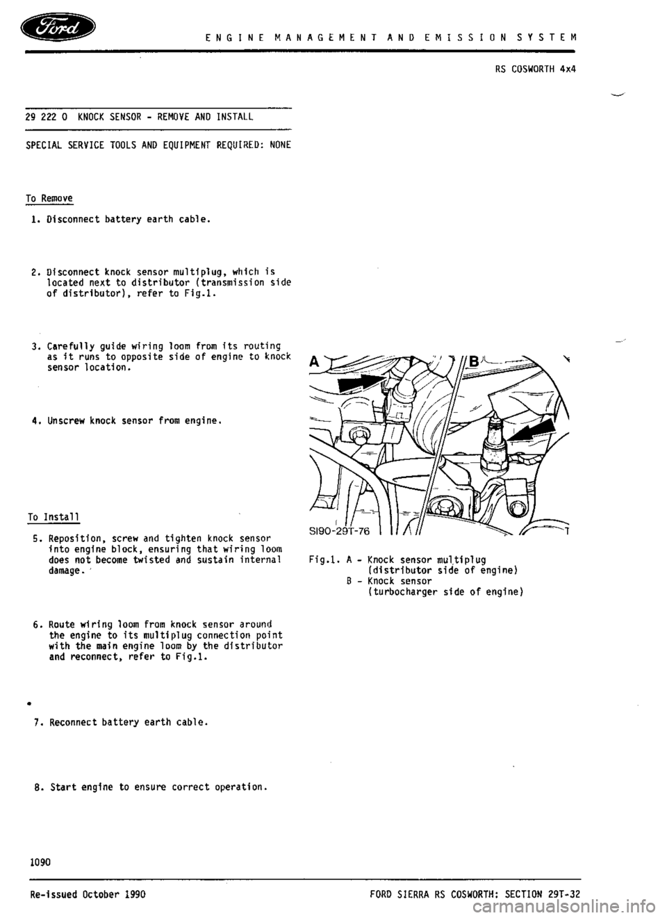 FORD ESCORT RS COSWORTH 1994 1.G Workshop Manual 