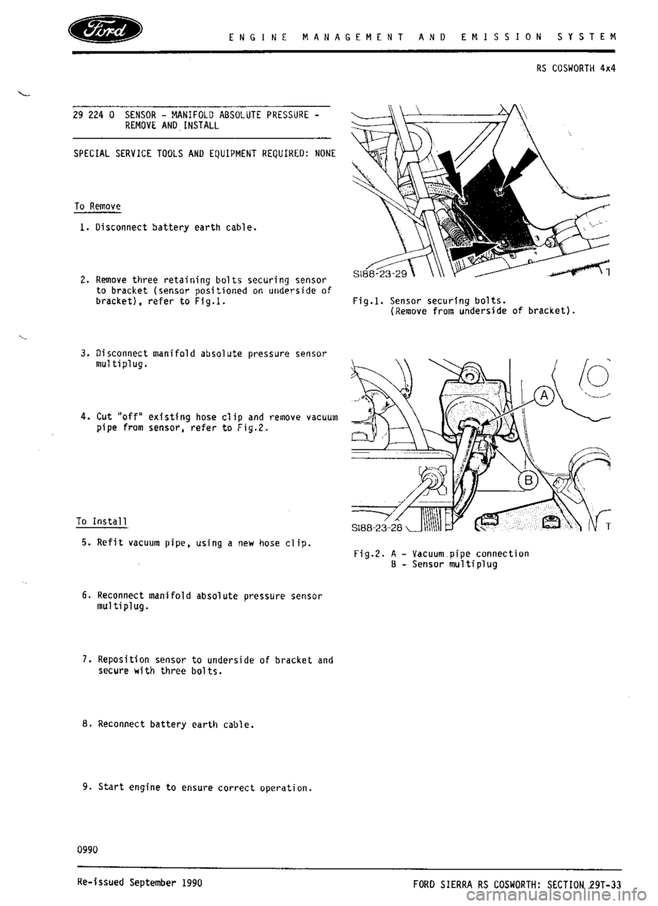 FORD ESCORT RS COSWORTH 1994 1.G Workshop Manual 