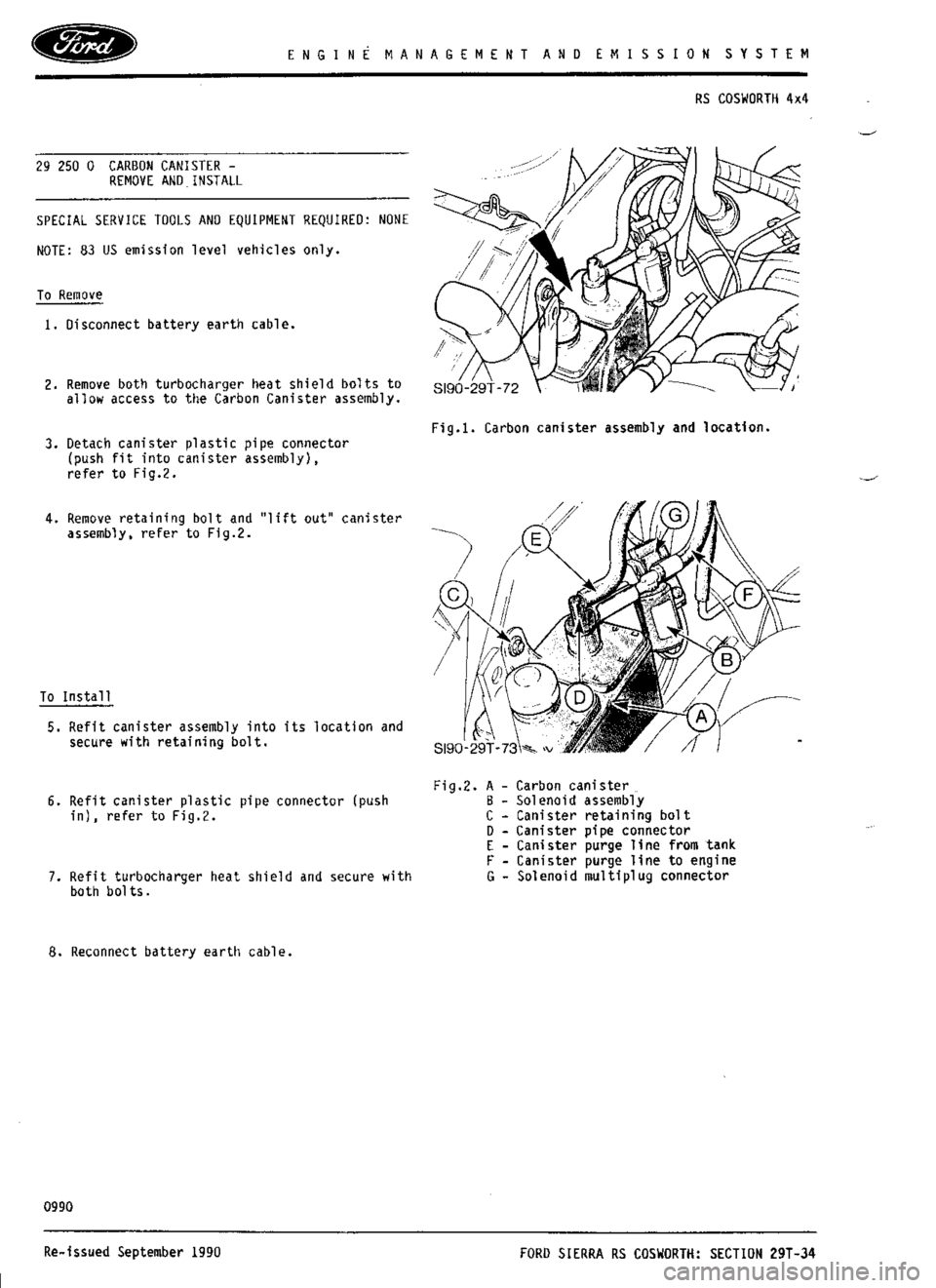 FORD ESCORT RS COSWORTH 1994 1.G Workshop Manual 