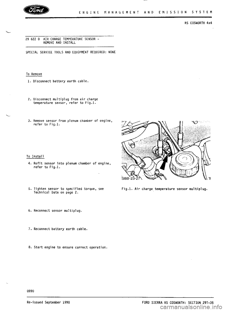 FORD ESCORT RS COSWORTH 1994 1.G Workshop Manual 