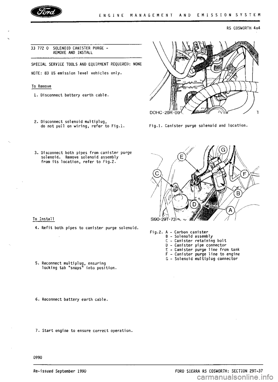 FORD ESCORT RS COSWORTH 1994 1.G Workshop Manual 