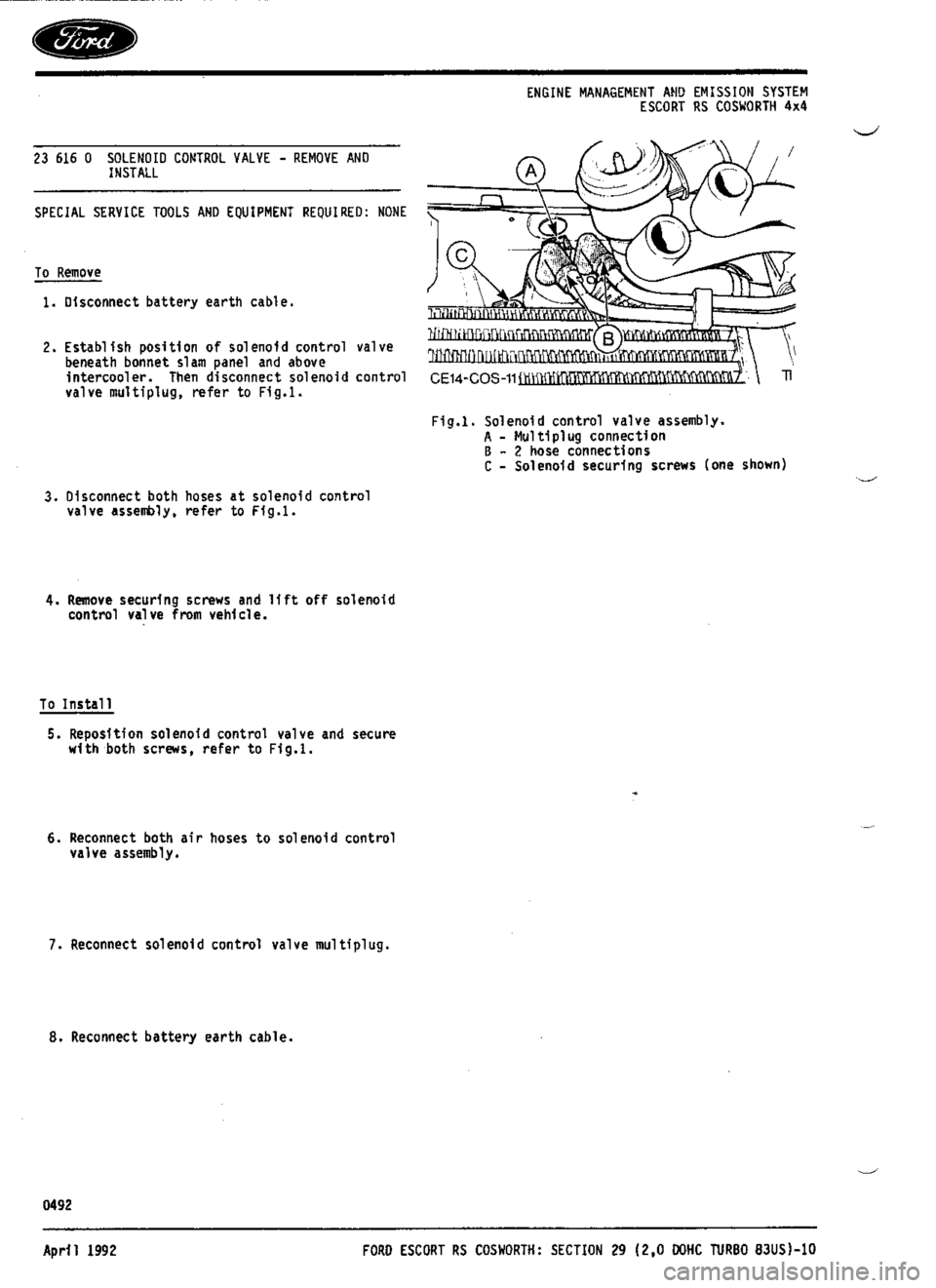 FORD ESCORT RS COSWORTH 1994 1.G Workshop Manual 