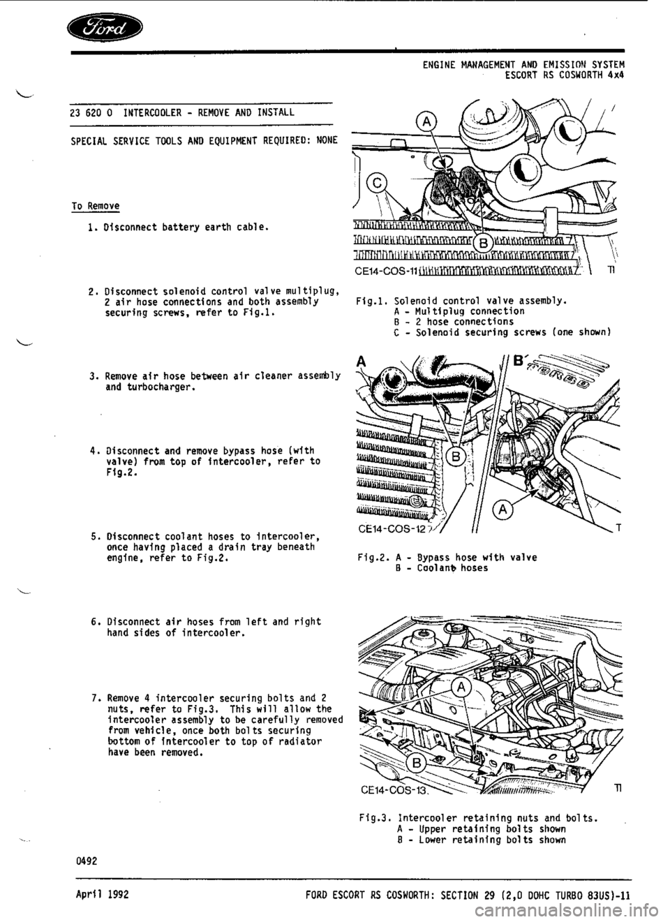 FORD ESCORT RS COSWORTH 1994 1.G Workshop Manual 