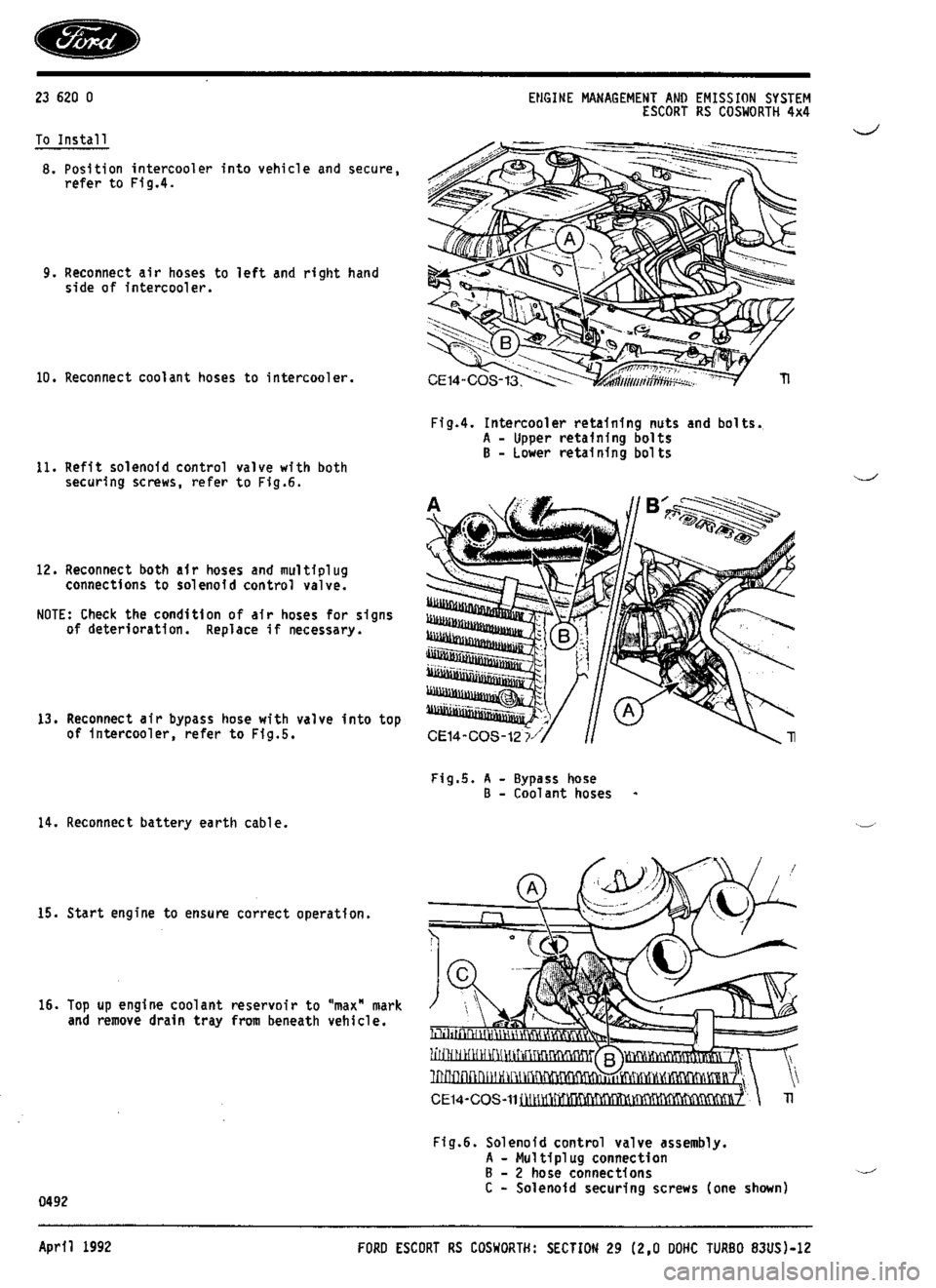 FORD ESCORT RS COSWORTH 1994 1.G Workshop Manual 