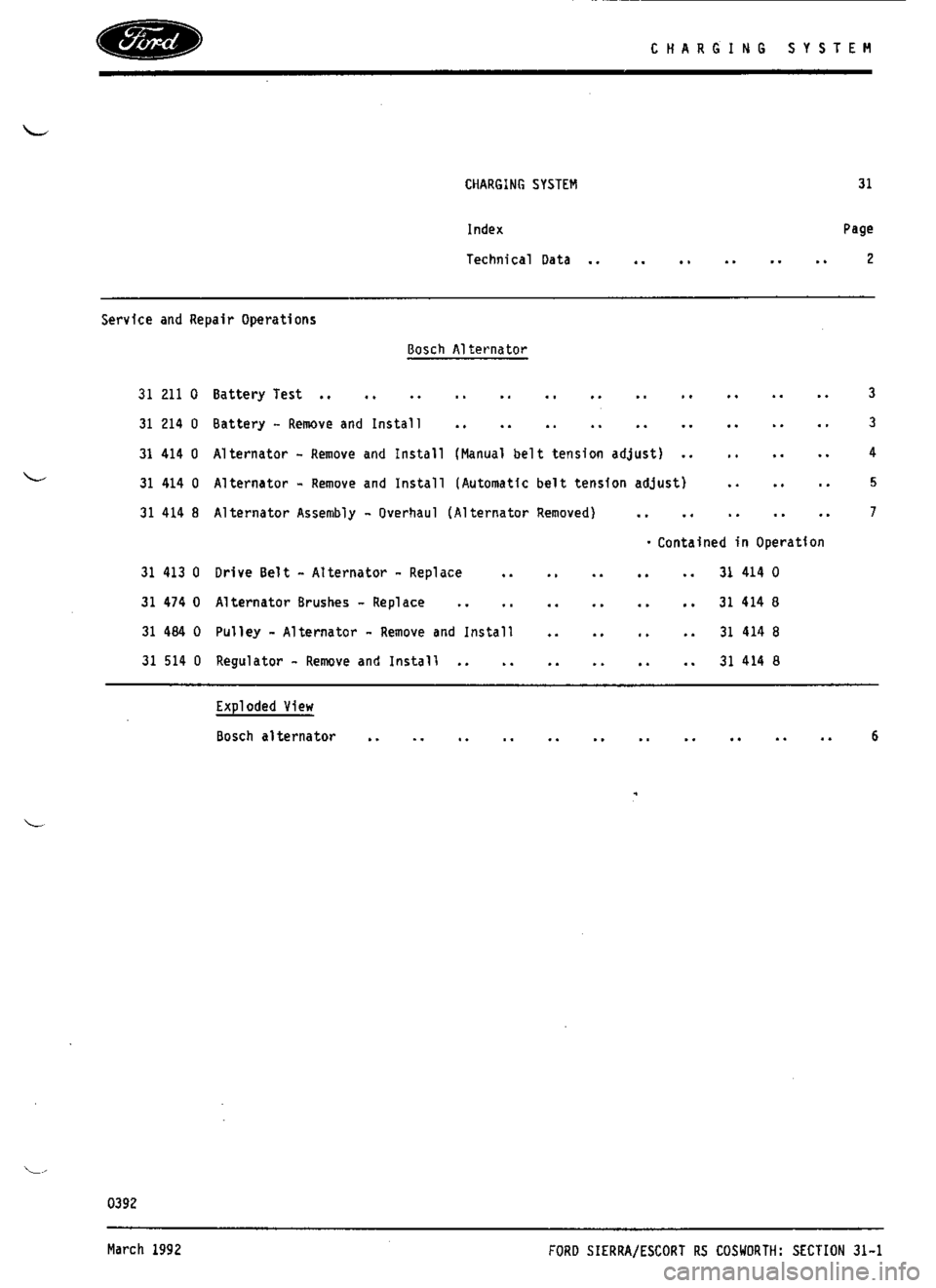 FORD ESCORT RS COSWORTH 1994 1.G Workshop Manual 