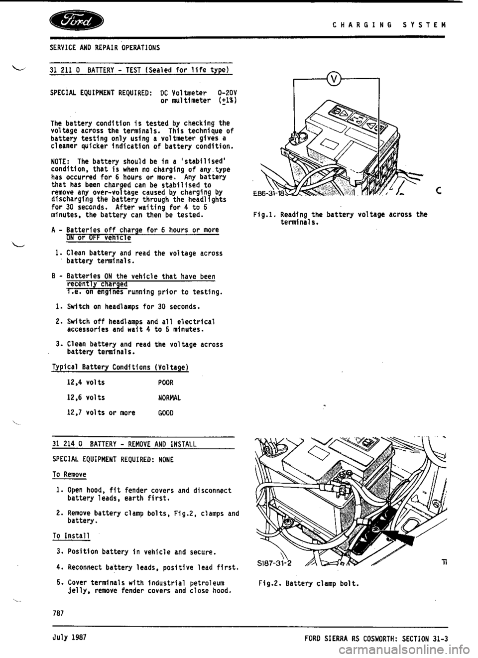 FORD SIERRA RS COSWORTH 1990 1.G Workshop Manual 